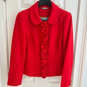 Boden Wool Coat Jacket with Rosettes - Red - US10 / UK14